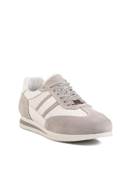 4Y1546 Gri-Beyaz Hakiki Deri Erkek Sneaker