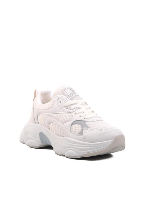 164 G Beyaz-Mavi Fileli Kadın Spor Ayakkabı