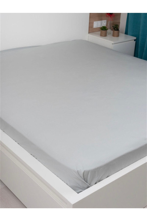 Çift Kişilik Düz Lastiksiz Çarşaf (240X260 Cm) - Gri
