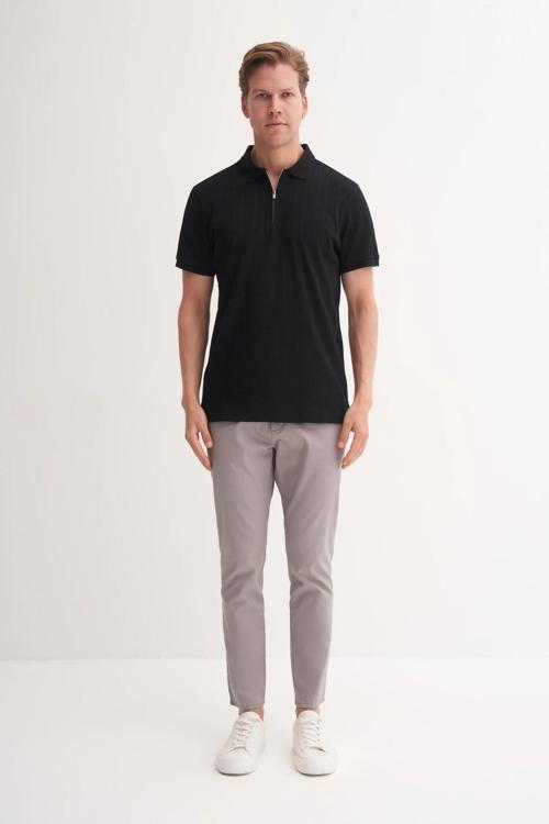 Polo Yaka Regular Fit Pamuklu Dokulu Tişört 4122