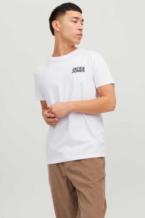 Jack & Jones Erkek Jjecorp Baskı Detaylı Bisiklet Yaka T-Shirt 12151955 Kırık Beyaz