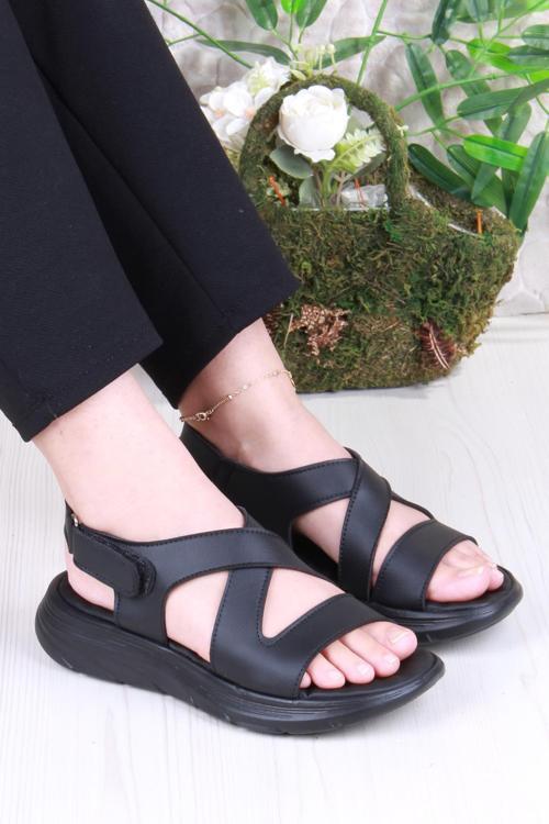 35375 Diva Comfort Rahat Çapraz Kuşaklı Çırtlı Kadın Sandalet