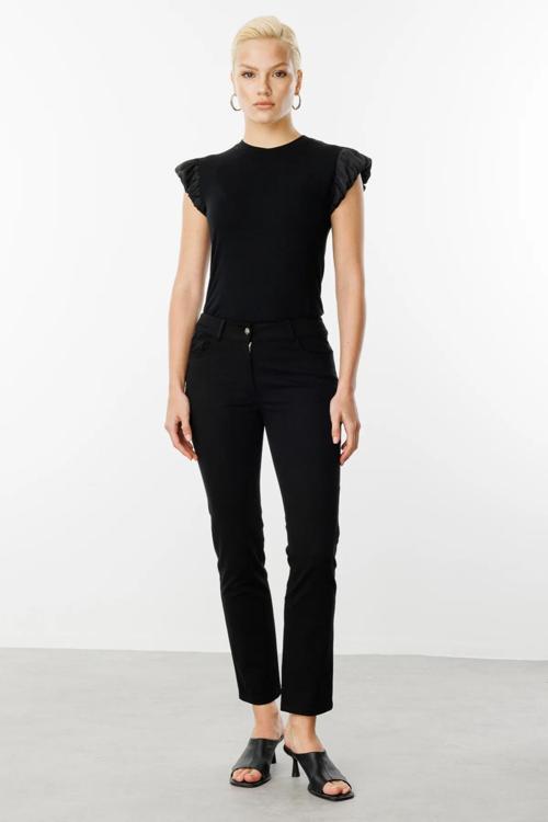 Kadın Beş Cep Dar Paça Kanvas Pantolon 2050 Siyah