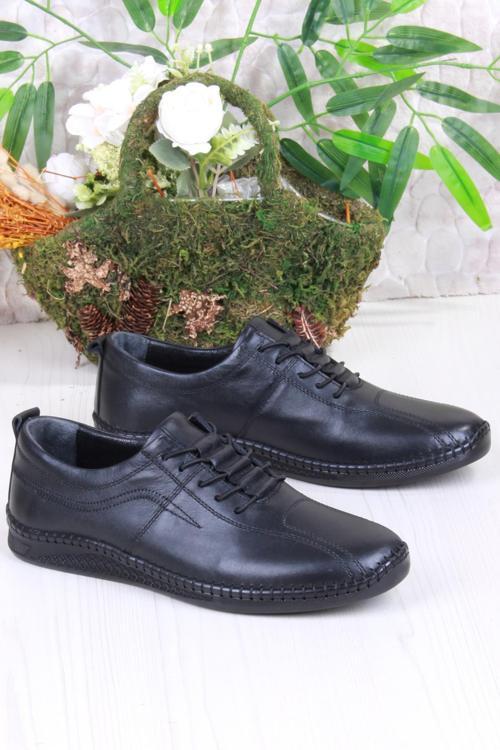 425000 Yumuşak Esnek Rahat Lastik Bağcıklı Hakiki Deri Erkek Ayakkabı