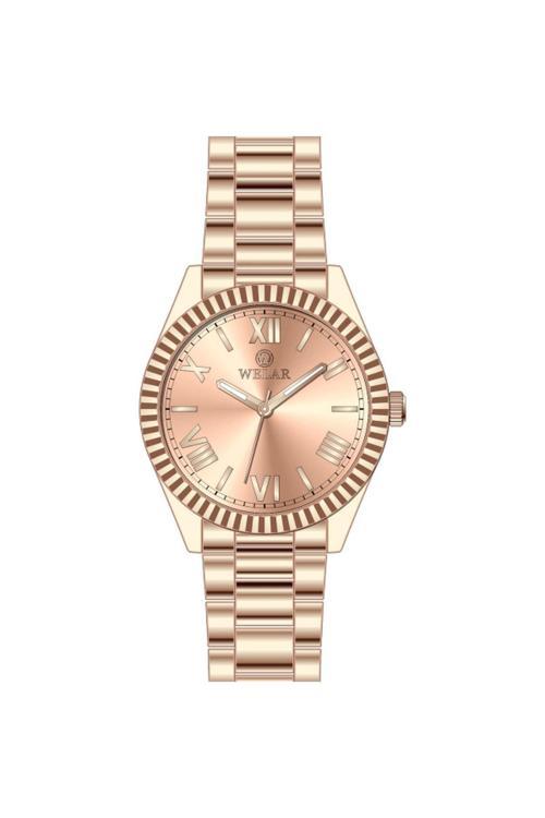 3307-6 Rose Kadran Rose Kaplama Kordon & Çelik Kadın Kol Saati