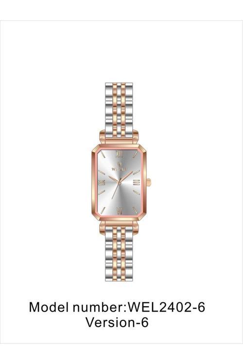 Wel2402-6 Kadın Kol Saati Gümüş Kadran Rose Gümüş Renk Paslanmaz Çelik Kordon