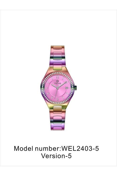 Wel2403-Bz05 Çok Renkli Paslanmaz Çelik Kadın Kol Saati