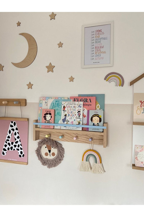 Ahşap Çocuk Odası Bebek Odası Montessori Raf, Kitaplık, Askılık