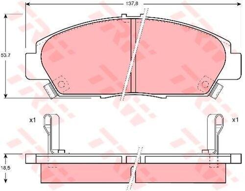 Gdb1061 Fren Balatası Ön Accord 93- Prelude 86- / 600 93- 14 Jant 137,8 Mm-53,7 Mm-18,5 Mm