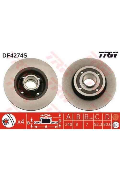 Fren Dıskı Arka Megane Iı Rulmansız Df4274S Oem Df4274S