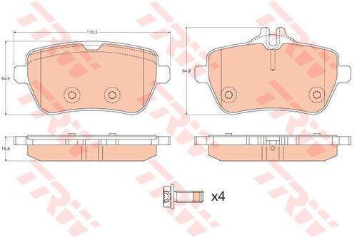 Gdb2014 Fren Balatası Arka R231 Sl Serisi Sl350 Sl500 W221 S Serisi S350