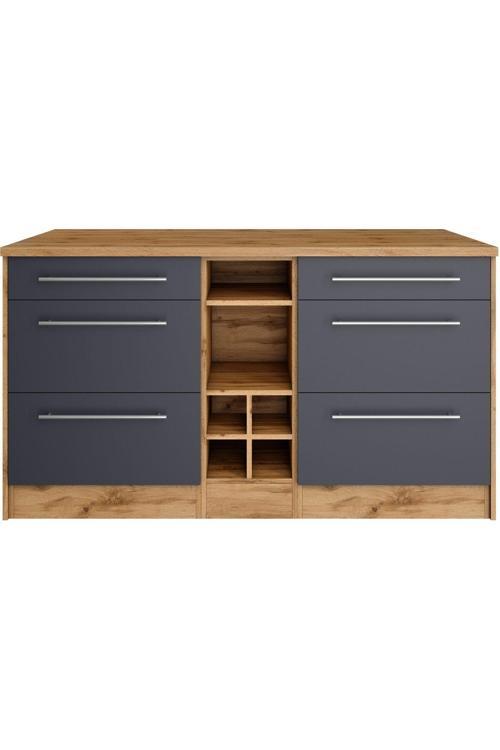 Boreas Mutfak Alt Modül 6 Çekmeceli -150 Cm Antrasit-Tezgah Dahil