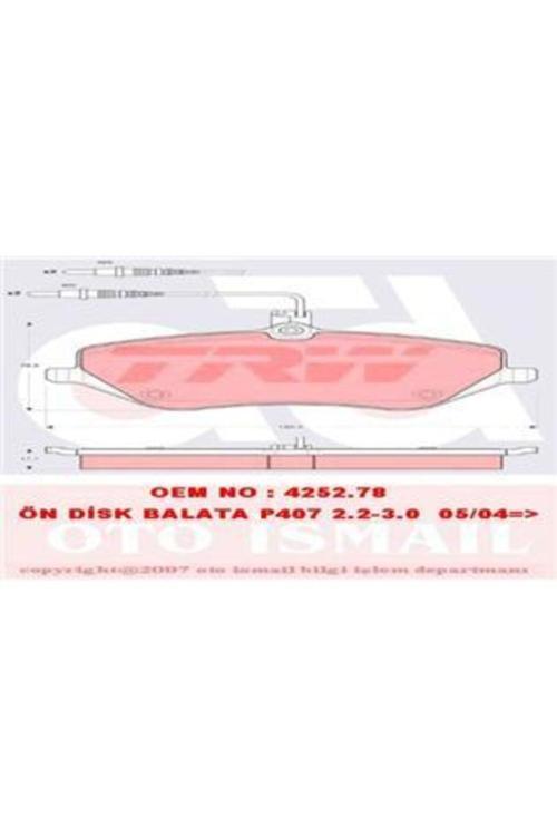 Gdb1595 Fren Balatası Ön Fişli 407 04- 607 00- / C5 08- C6 05-