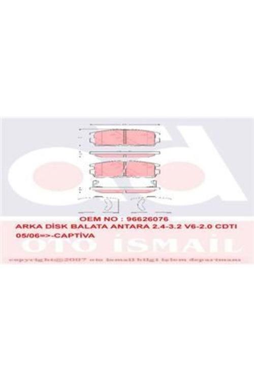 Gdb1716 Fren Balatası Arka Antara 06- Captiva 06- Uyumlu