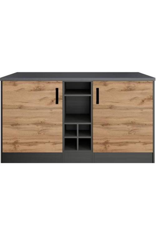 Helios Mutfak Alt Modül 2 Kapaklı -150 Cm Antrasit-Atlantikçam-Tezgah Dahil