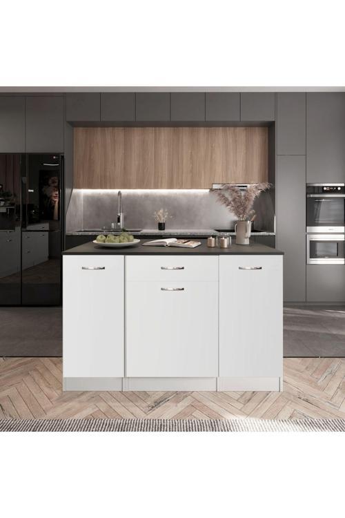 Polka Mutfak Adası -1 Çekmeceli 3 Kapaklı Alt Modül- Çok Amaçlı Dolap 160 Cm Tezgah Dahil