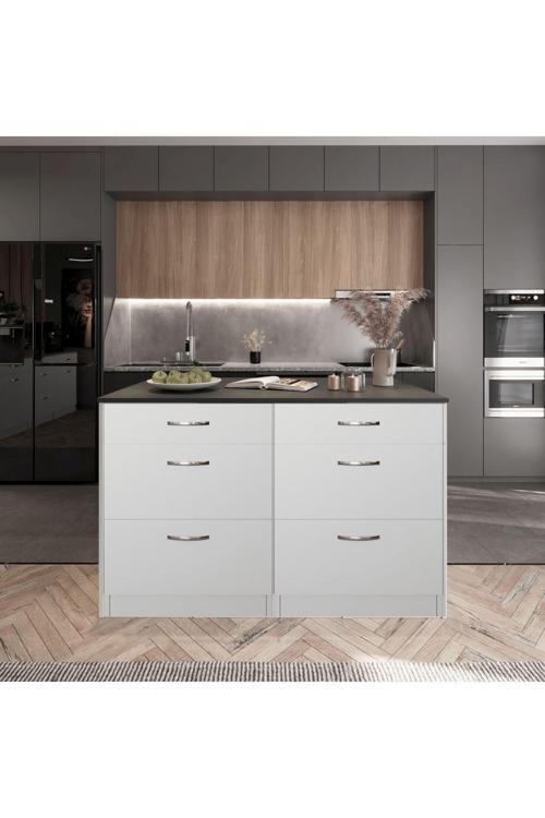 Zumba Mutfak Adası -6 Çekmeceli Alt Modül- Çok Amaçlı Dolap 120 Cm Tezgah Dahil