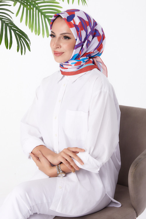 Desenli Eşarp Kirmizi - 26159
