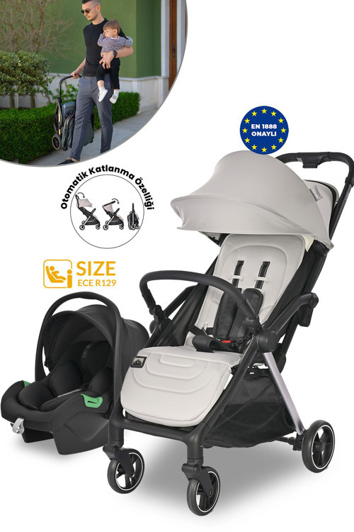 Loret Otomatik Katlanan Kabin Boy & Travel Set Bebek Arabası - Grey
