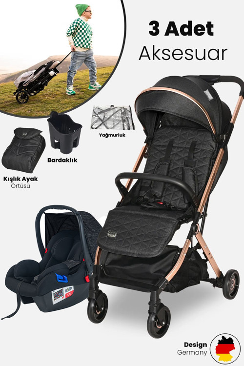 Myla Kabin Boy & Travel Set Bebek Arabası - Black