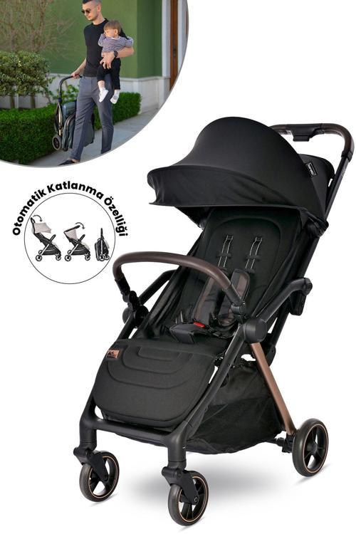 Loret Otomatik Katlanan Kabin Boy Bebek Arabası - Black