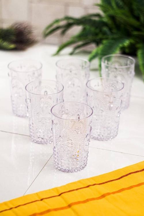 Akrilik Şeffaf 6lı Kısa Bardak & Su Meşrubat Kahve Yanı Bardağı 400 ml ( Cam Değildir )