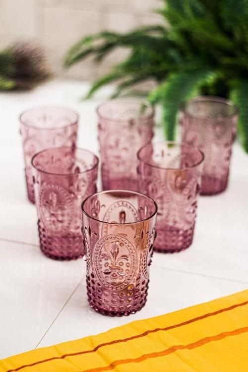 Akrilik Mürdüm 6lı Kısa Bardak & Su Meşrubat Kahve Yanı Bardağı 400 ml ( Cam Değildir )