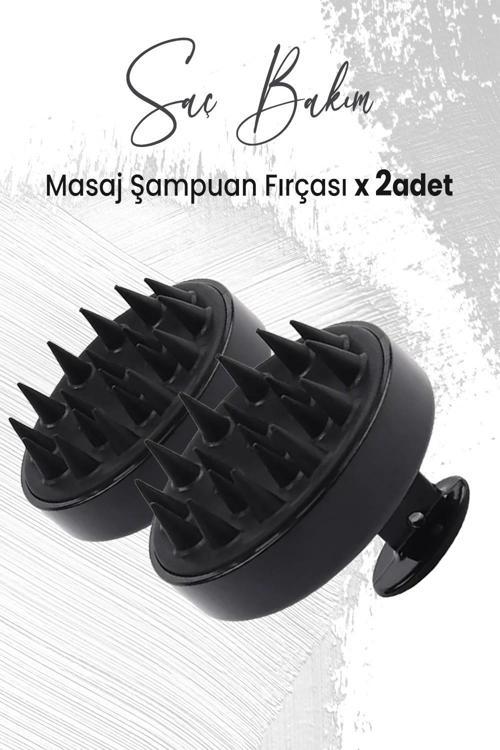 Yumuşak Silikonlu Masaj Şampuan Fırçası Siyah x 2 Adet