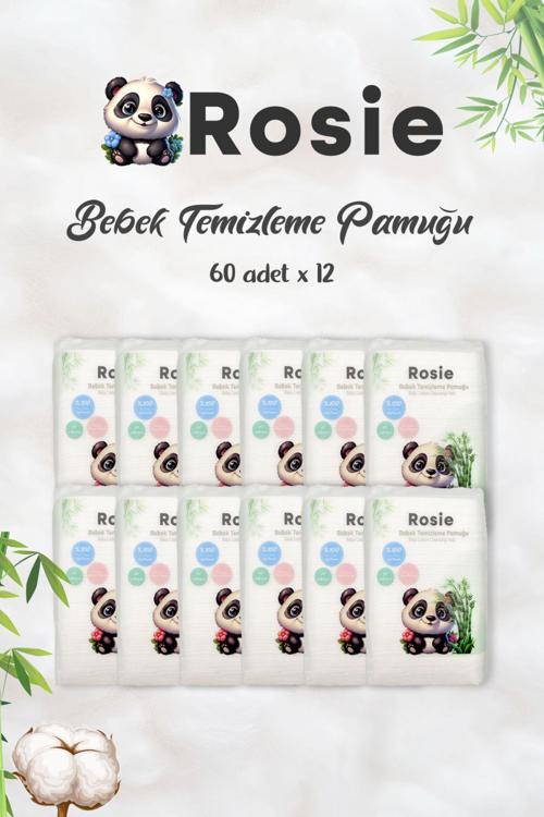ROSIE %100 Doğal Bebek Temizleme Pamuğu 12'li Paket