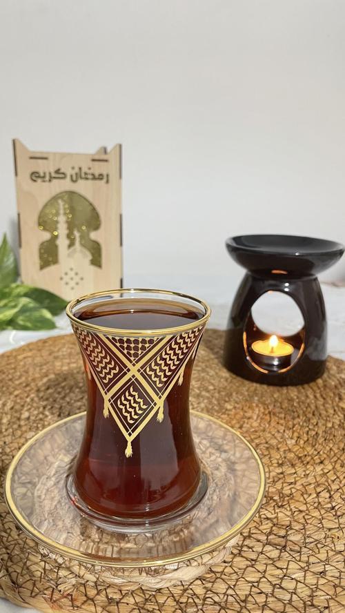 6'lI Çay Bardak Seti Filistin Kefiyesi Nakışlı 12 Parça T00001