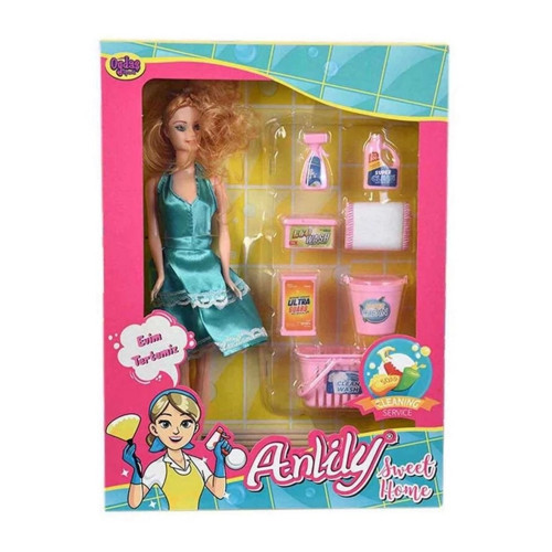 Çocuk Oydaş Kutuda Anlily Temizlik Setli Bebek 2442