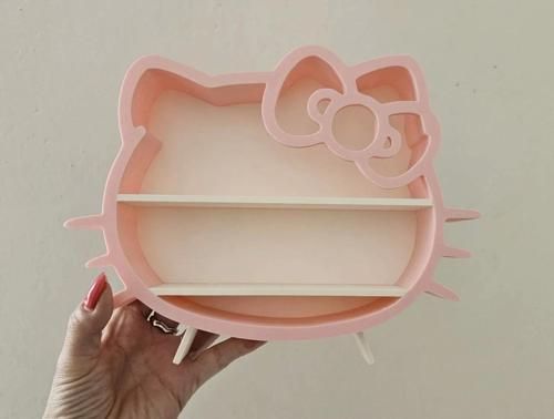 Dekoratif Hello Kitty Kesimli Masa Şifonyer Süsü - Pembe Kasa - Pembe Fiyonk