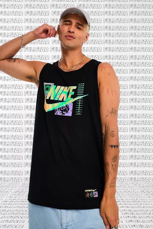 Sportswear Cotton Festival Tank Black Pamuklu Günlük Stil Atlet Siyah