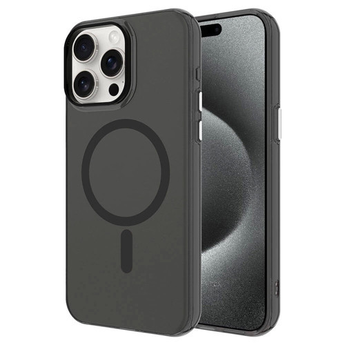 Apple iPhone 15 Pro Max Kılıf Zore M-safe Şarj Özellikli Buzlu Transparan C-Pro Sert Kapak
