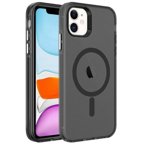 Apple iPhone 12 Kılıf Zore M-safe Şarj Özellikli Buzlu Transparan C-Pro Sert Kapak