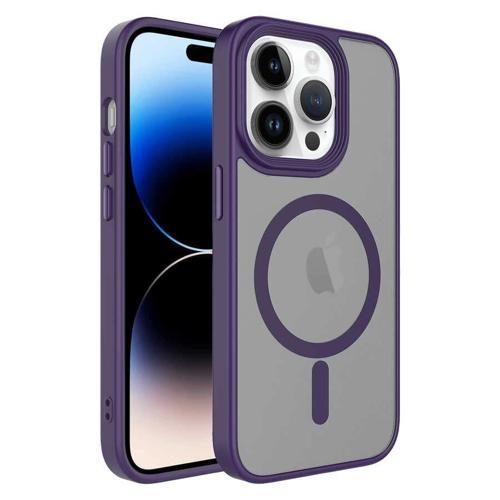 Apple iPhone 14 Pro Kılıf Mat Arka Yüzey Wireless Şarj Özellikli Zore Flet M-safe Kapak