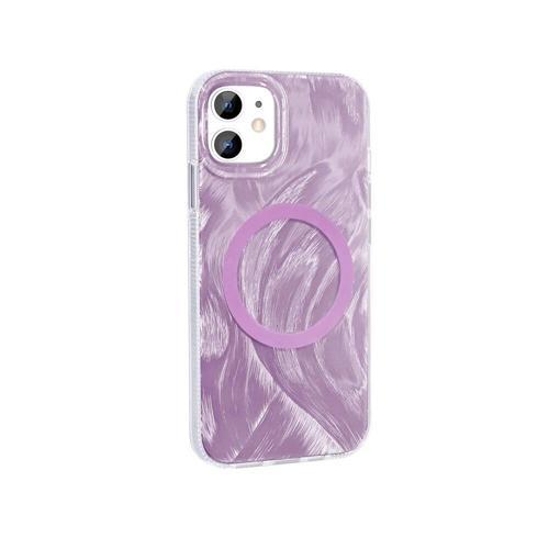 Apple iPhone 11 Kılıf M-safe Şarj Özellikli Fırça Boya Desenli Zore Palet Kapak