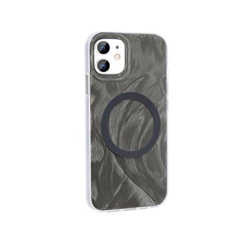 Apple iPhone 11 Kılıf M-safe Şarj Özellikli Fırça Boya Desenli Zore Palet Kapak