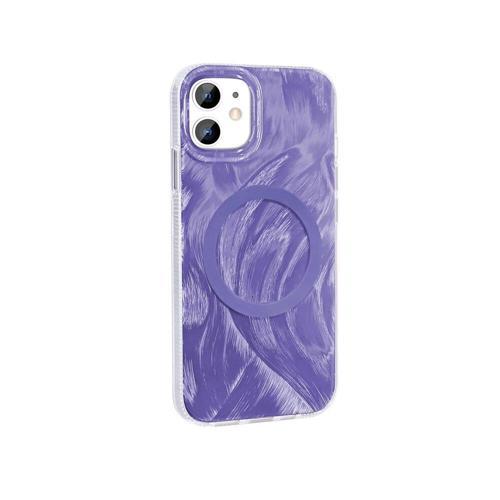 Apple iPhone 11 Kılıf M-safe Şarj Özellikli Fırça Boya Desenli Zore Palet Kapak