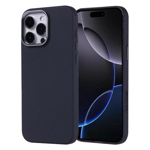 Apple iPhone 16 Pro Kılıf M-safe Şarj Özellikli Karbon Fiber Görünümlü Zore Nekst Kapak