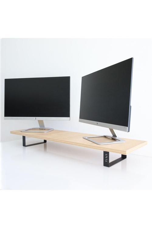 Dual Monitör Standı - İkili Monitör Standı - Monitör Yükseltici - MDF Lam - Safir Meşe - WMS2