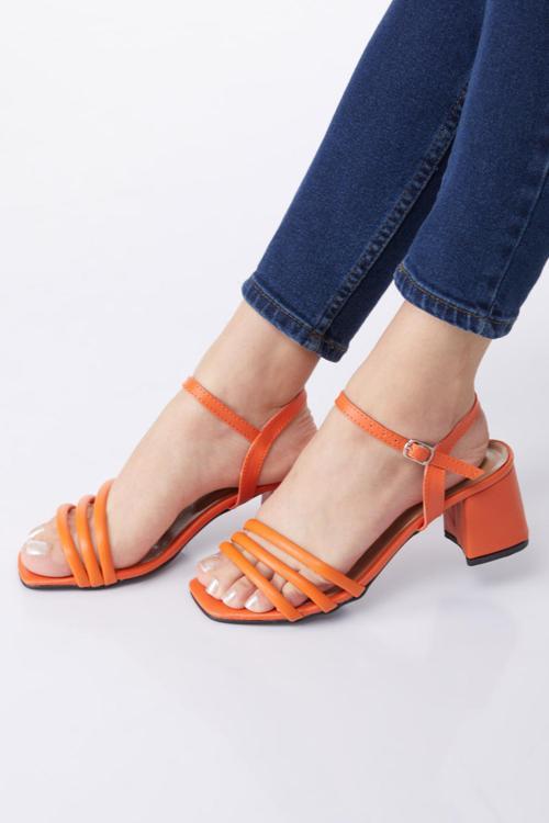 Kadın Turuncu Topuklu Terlik - 24797
