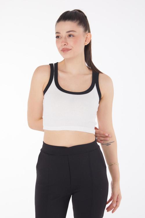 Askılı Crop Beyaz - 25851