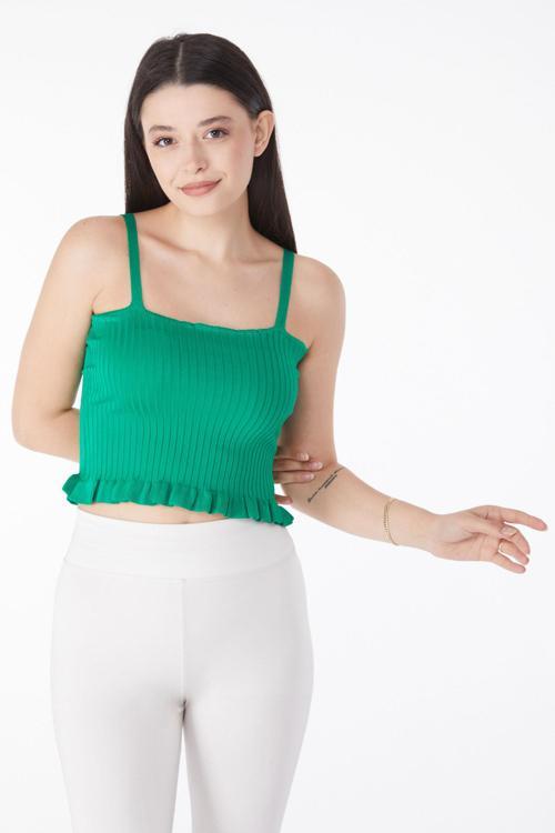Yazlık Triko Crop Yesil - 25222