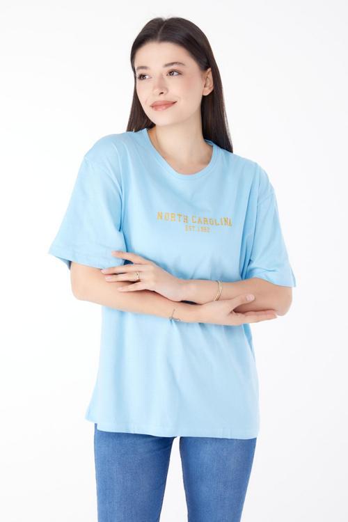 Baskılı Kısa Kollu T-Shirt Bebe Mavi - 25400