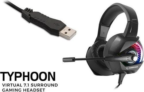 RM-K66 TYPHOON Siyah USB 7,1 Version RGB Ledli Gaming Oyuncu Mikrofonlu Kulaklık