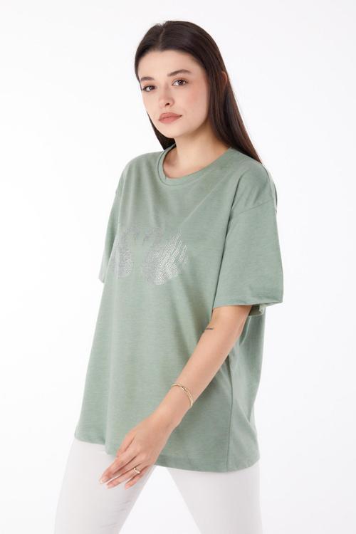 Taşlı T-shirt Mint - 25696