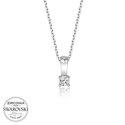 Swarovski Taşlı Gümüş Tektaş Bayan Kolye SL4064