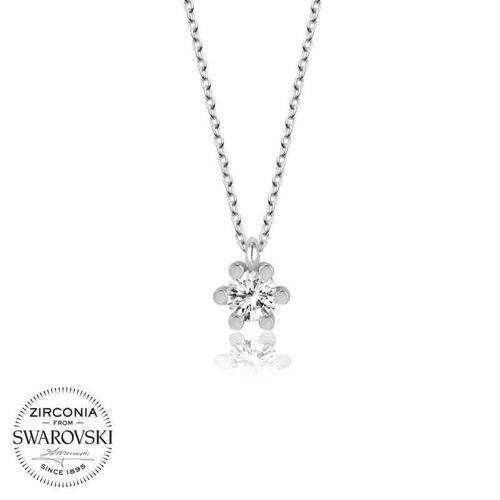 Swarovski Taşlı Gümüş Tektaş Bayan Kolye SL4074