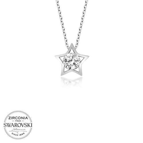 Swarovski Taşlı Gümüş Yıldız Bayan Kolye SL4076